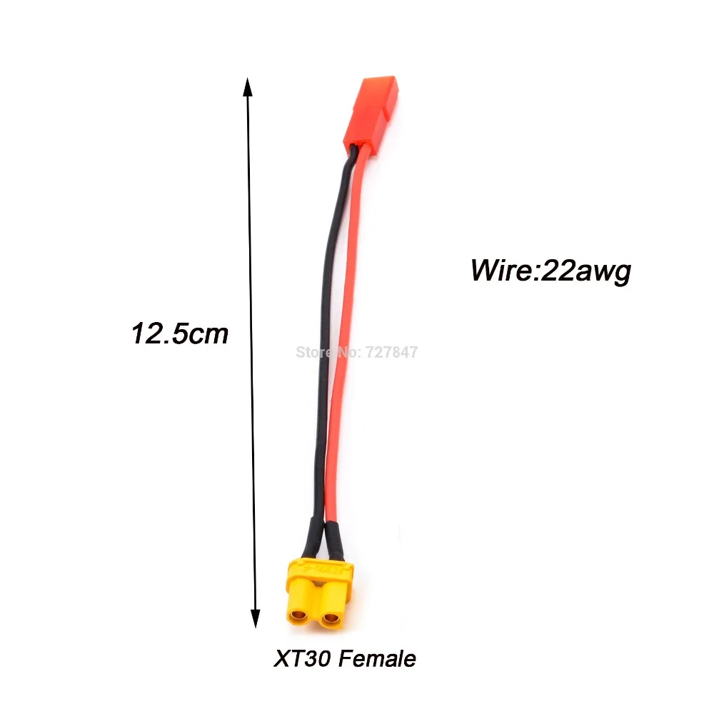 22AWG XT30U XT60 XT60H t-штекер мужской/женский разъем для JST штекер зарядное устройство адаптер LiPo батарея модель зарядки конвертер - Цвет: XT30 Female to JST