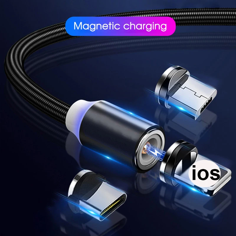 Магнитный USB кабель для быстрой зарядки usb type-C кабель для iPhone 11 XS Max 6 7 8 Plus IOS Магнитный зарядный кабель для Micro USB нейлон