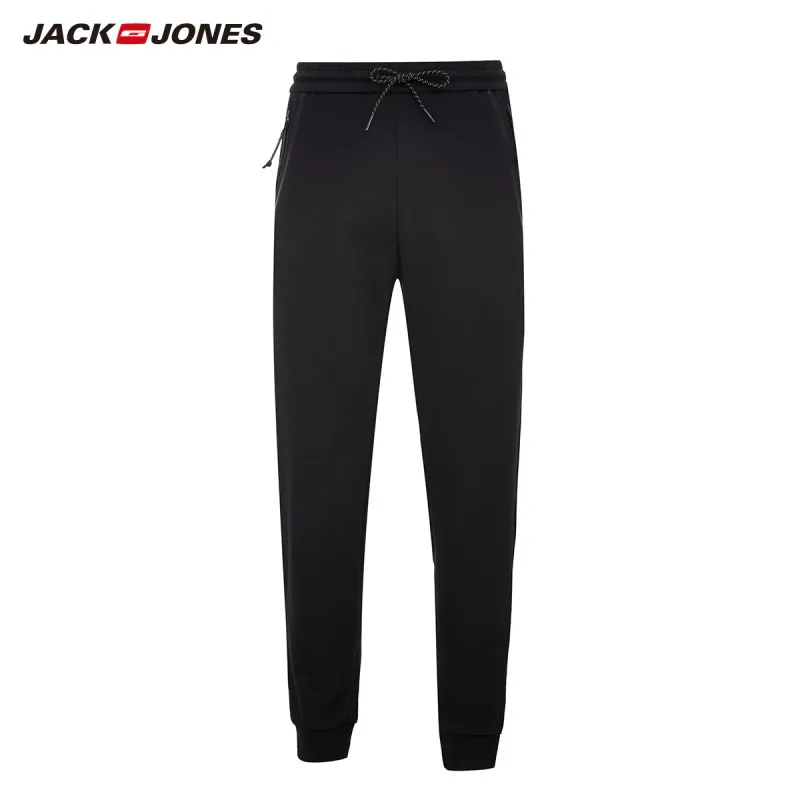 JackJones мужские Стрейчевые штаны для бега, обтягивающие спортивные штаны, брюки 219314566 - Цвет: Black