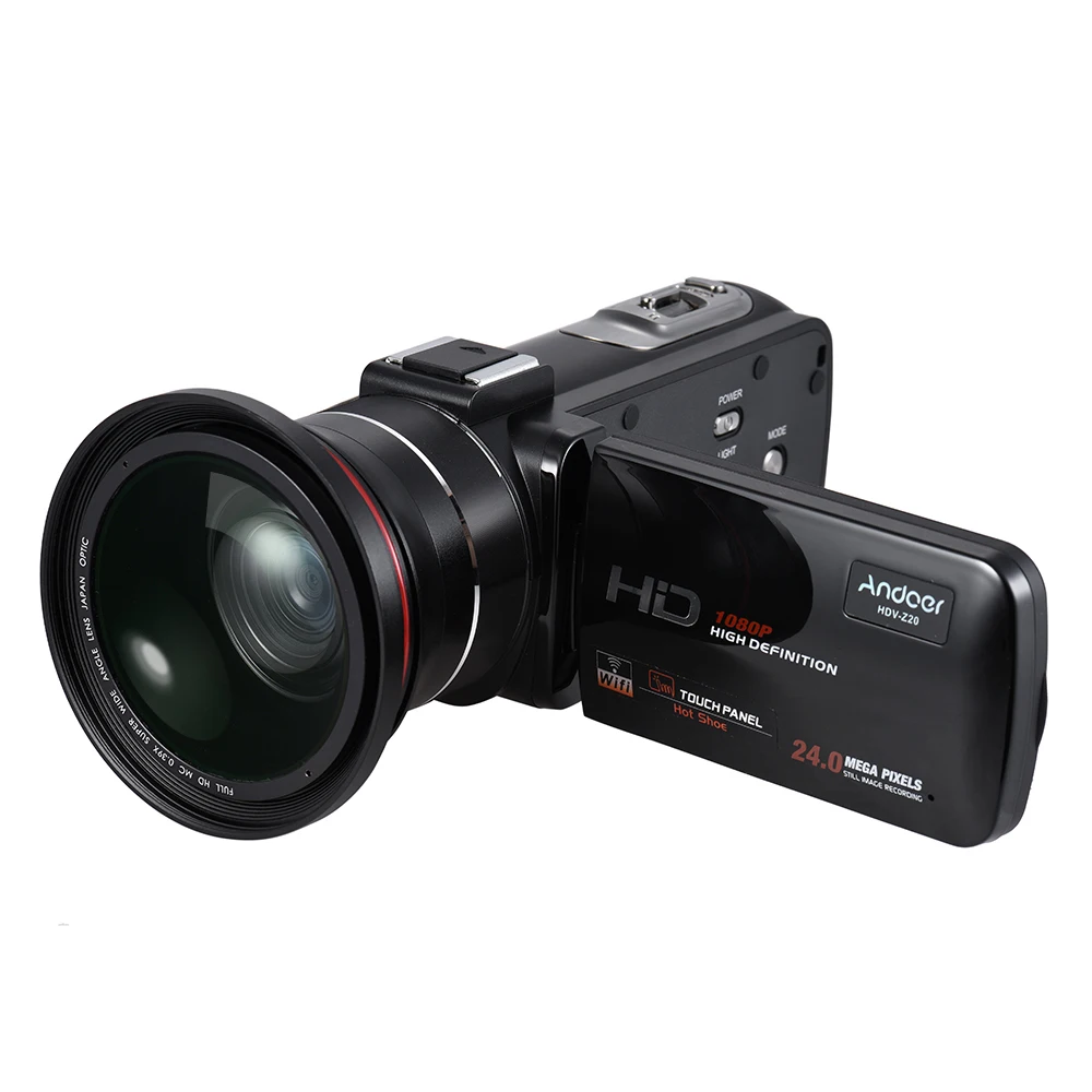 Andoer HDV-Z20 для домашнего использования, портативная цифровая видеокамера с разрешением 1080P Full HD, вращающаяся видеокамера с ЖК-экраном 3,0 дюйма - Цвет: With Macro Lens