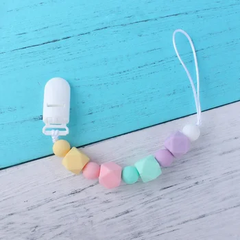 

2020 Cute Silicone Pacifier Clip Wooden Bead Clip Holder Cute Pacifier Clips Soother Chains Baby Teething Toy For Baby Chew