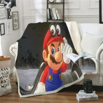 

Throw Blanket Big Nose Super Mario Soft Sherpa Coral Fleece Blanket Winter Autumn Sheet Cozy Knee TV Blanket Kids Nap Blanket