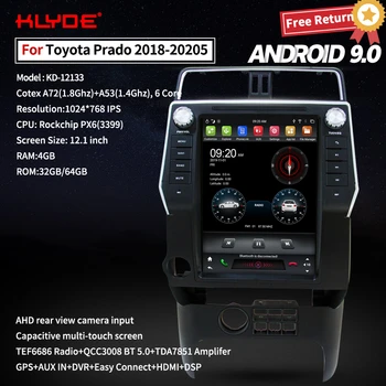 

Klyde Navigation Tesla Style Car Radio For Toyota Prado 2018-2020 Android 9 Recorder GPS Head Unit Multimedia Player Carplay