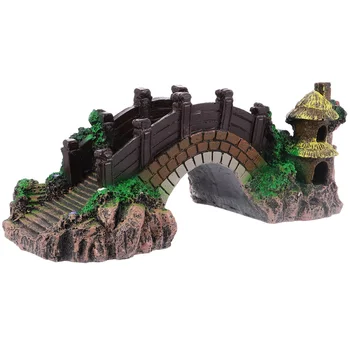 

1pc Fish Tank Habitat Lifelike Fish Shelter Fake Mountain Resin Bridge Aquarium Habitat for Fish Tank