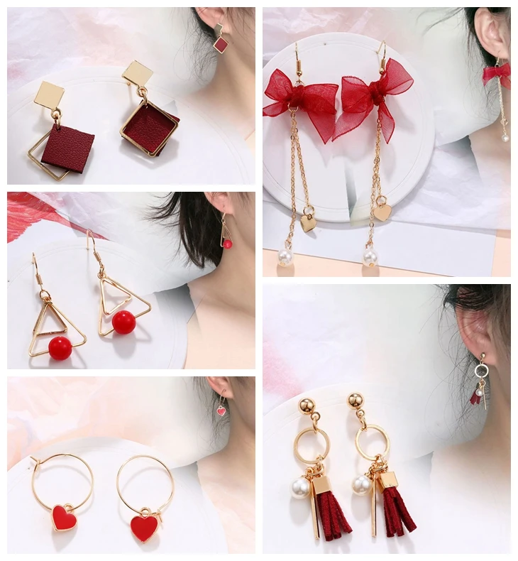 

Boho Flower Drop Earrings for Women Vintage Jewelry Geometric Pattern Round Earings Bijoux Pearl Earrings Tassel Earrings