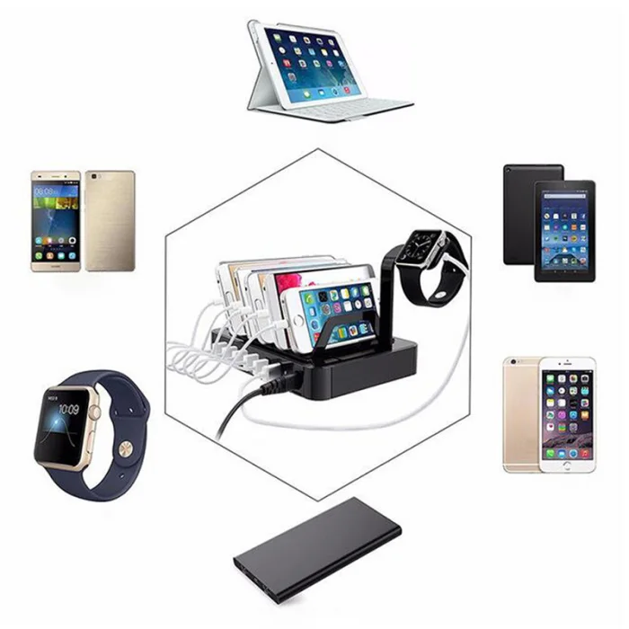 Док-станция для зарядки с USB 6 портами USB зарядное устройство Органайзер несколько мобильных планшетов зарядная подставка для iPhone iPad GV99