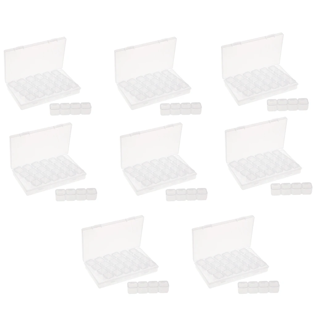 

8Pcs Plastic Jewelry Box Organizer, Storage Container with 28 Adjustable Divider Removable Grid Compartment