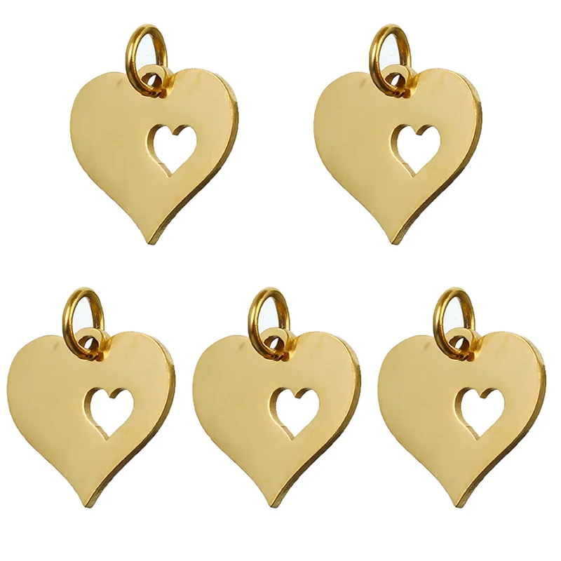 5 шт./компл. Подвески в виде сердца из нержавеющей стали серьги браслеты полые
