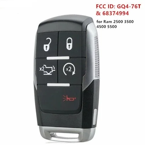 GQ4-76T For Dodge RAM Pickup HD 2500 3500 4500 5500 2019 2020 2021 433MHz PCF7953M 4A Chip 68375456AB Remote Key 3 4 5 Buttons