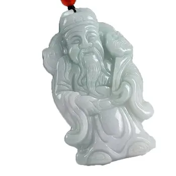 

LETSFUN Fine Jewelry Natural Jadeite Jade Hand Carved Lucky God of Wealth Buddha Pendant Necklace Free Shipping