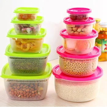 

5 Pieces Sets plastic Lunch Box Portable Bowl Food Container Lunchbox Eco-Friendly Food Storage Box Kitchen Seal Box