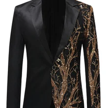 Однобортный сценический костюм с блестками, пиджак, мужские вечерние костюмы в стиле хип-хоп, модный Театральный Костюм с цифровой печатью, блейзер