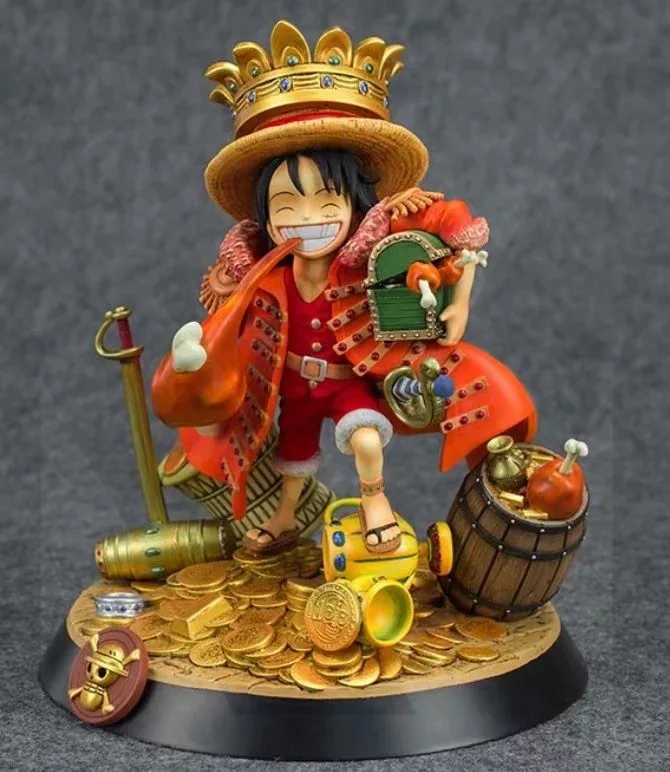 

One Piece Straw Hat Pirates Group Captain KM Treasure Luffy Eat Chicken Legs Model Garage Kit Decoration Boxed