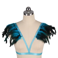 Перьевые эполеты на плечах, бюстгальтер, укороченный топ, крылья, стимпанк, готика, Фетиш Экзотика, одежда, фестиваль, BurningMan, Регулировка размера плюс