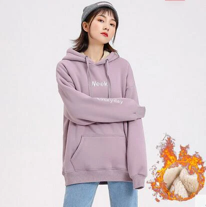 Purple C Свитшоты модные женские пуловеры плотные розовые фиолетовые топы Свободные толстовки с длинными рукавами женские осенне-зимние пальто укороченный топ с капюшоном - Цвет: Purple C
