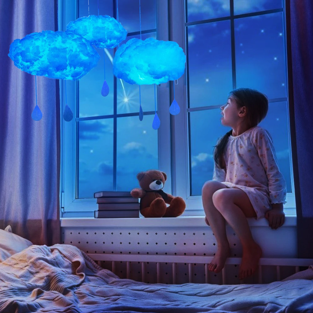 Creative LED DIY Cotton Cloud Night Light Handmade Wall Hanging Lamp Festival Holiday Wedding Birthday Decor Lighting Girl Gift | Лампы и