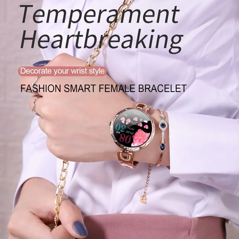 AK15 Smartwatch with Heart Rate Monitor Blood Pressure Clock Smart Waterproof Physiological Cycle Watch Support for Women