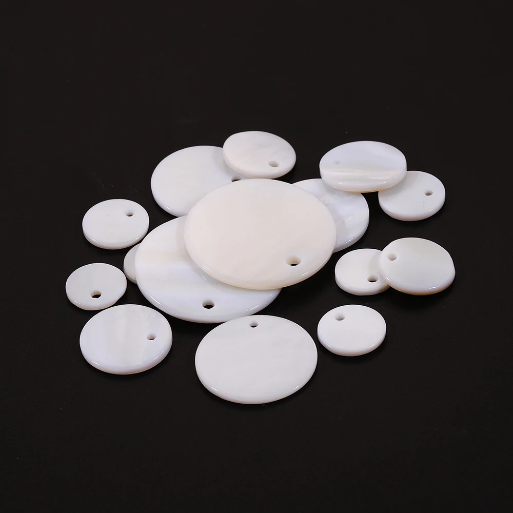 10-30pcs/lot Round Natural Shell Pendant Mother of Pearl Charms Necklace Pendants for DIY Earring Jewelry Finding | Украшения и