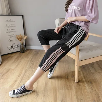 

large size lady sports pants street casual harem pants 2020 new fashion thin loose Calf-length pants Elastic waist women pants
