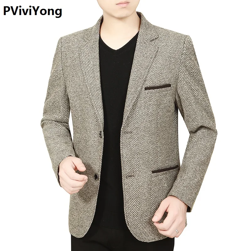 PViviYong новые модные Молодежные мужские узкие высокого качества костюм Блейзер Куртка с двумя пуговицами лацканом Повседневный блейзер с длинными рукавами 1932