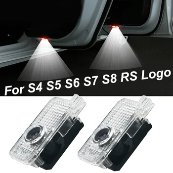 

2pcs For S4 S5 S6 S7 S8 RS Logo Car Led Door Light Auto Shadow Courtesy Welcome Lights For Audi Badge Laser Projector Lamp 12V
