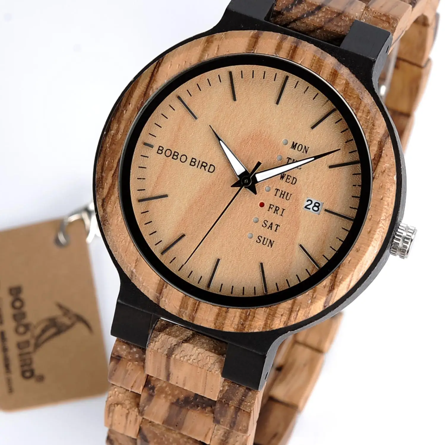 BOBO BIRD деревянные мужские часы Reloj para hombres подарок для папы кварцевые наручные часы показ недели даты часы Прямая O26