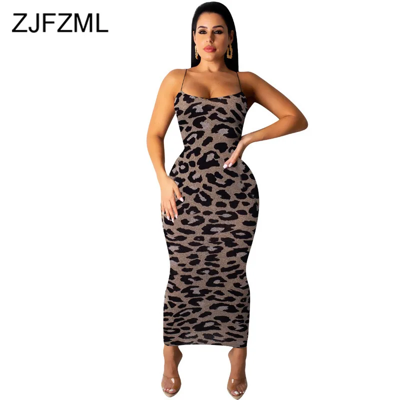

Leopard Backless Sexy Summer Dress 2019 Women Spaghetti Strap High Waist Plus Size Dress Strapless Bodycon Package Hip Dress