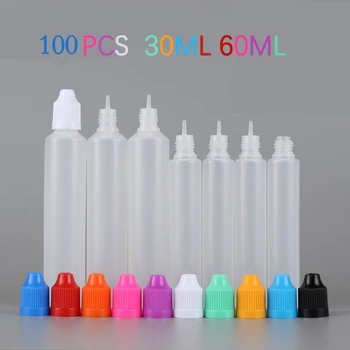 

100Pcs 30ml/60ml New Empty Plastic Squeezable Liquid Oil Dropper Bottles Smoke oil LDPE Containers with CRC Caps Droppers Tips