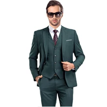 Latest Designs Green Suits Men Vintage Trajes De Hombre Traje Hombre Custom Made Groom Suit for Men Blazer Jacket 3Piece
