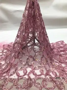 

African Lace Fabric 2020 High Quality Lace French Fabric Nigerian Lace Fabrics With Sequins Embroidered Sewing Fabric ZHXA20