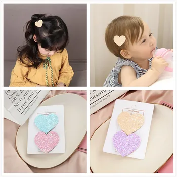 

Any Season Children Girls New Style Hair Pins Cute 45mm Heart Shape Alloy Snap Korean Version Accessories Candy Color Hairpins