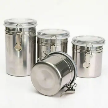 

New Stainless Steel Airtight Sealed Canister Coffee Flour Sugar Tea Container