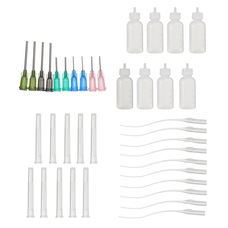 

28Pcs/Set Dispensing Needle Kits Blunt Tip Syringe Dropper Plastic Liquid Squeeze Bottle For Refilling Welding Glue Applicator