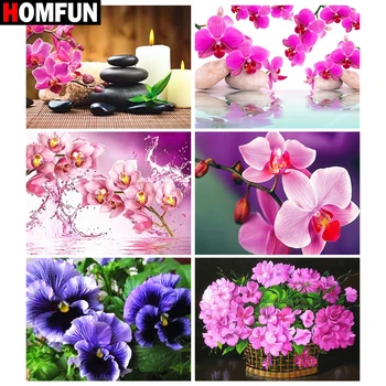 

HOMFUN Diamond painting "Orchid flower" Full Square/Round Drill Wall Decor Inlaid Resin Embroidery Craft Cross stitch