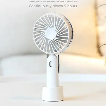 

USB Charging Handheld Summer Mini Round Fan With Base Electric Handheld Fan Nordic Outdoor Portable Cooler
