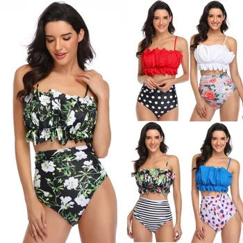 

WOMAIL Womens Costume Padded Underwear Set Monokini Push Up Lingerie Sets Women Print High Waist Wrapped Split Lenceria 19Dec10