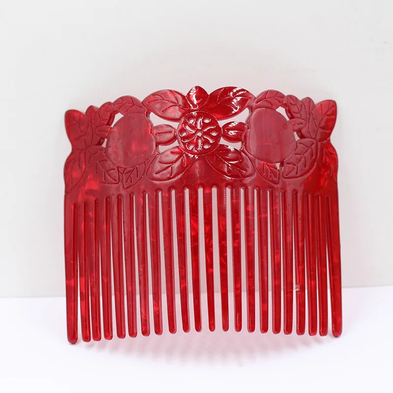 Moda Popolare Pente De Cabelo Largo Tartaruga Flor Esculpida Acrílico Dram Belantes Escova De Cabelo Para Senhoras