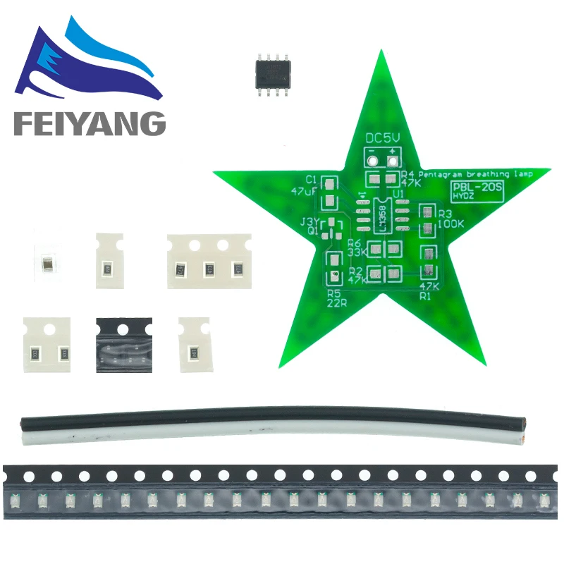 Students Training DIY Kit Five-Pointed Star Breathing Light Gradient LED for Christmas Soldering Red Green Blue | Электронные