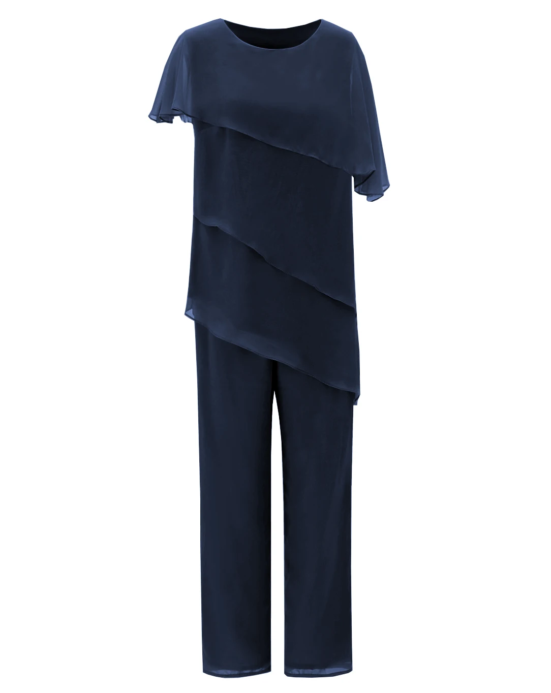 Navy SOLOVEDRESS женское асимметричное шифоновое модное асимметричное платье для матери невесты из 2 предметов брючные костюмы для свадьбы SL-M10 - Цвет: Navy