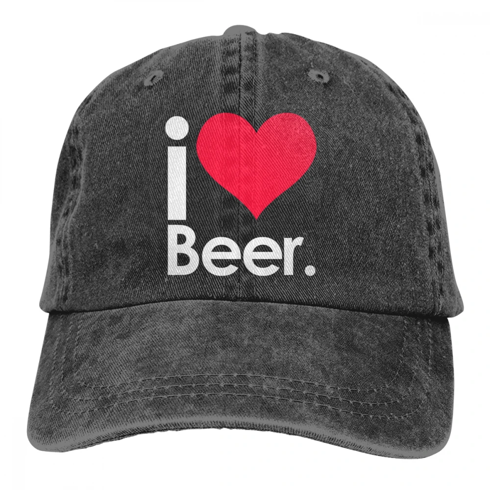 I Love Beer Casquette черные унисекс Мужские Женские джинсовые бейсболка с ремешком кепки Регулируемая шляпа для гольфа папа