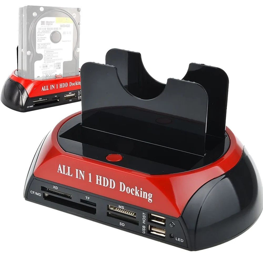 

USB2. 0 Hard Disk Dock 2.5 3.5 IDE + Sata Card Reader Hub Dual-Use Base Hard Disk Box