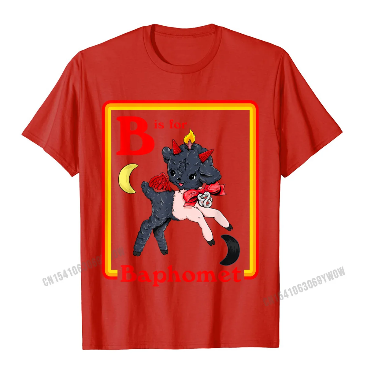 Normal Design Tops Shirts Short Sleeve for Men Cotton Fabric Summer Fall Crewneck T-Shirt Funny Tee Shirts Rife B for Baphomet Satanic Cute Devil Retro Vintage Satan Tarot T-Shirt__904 red