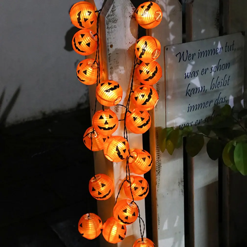 LED Halloween Pumpkin String Lights 3D Halloween Lantern Party Home DIY Decor Warm White Battery Operated Light