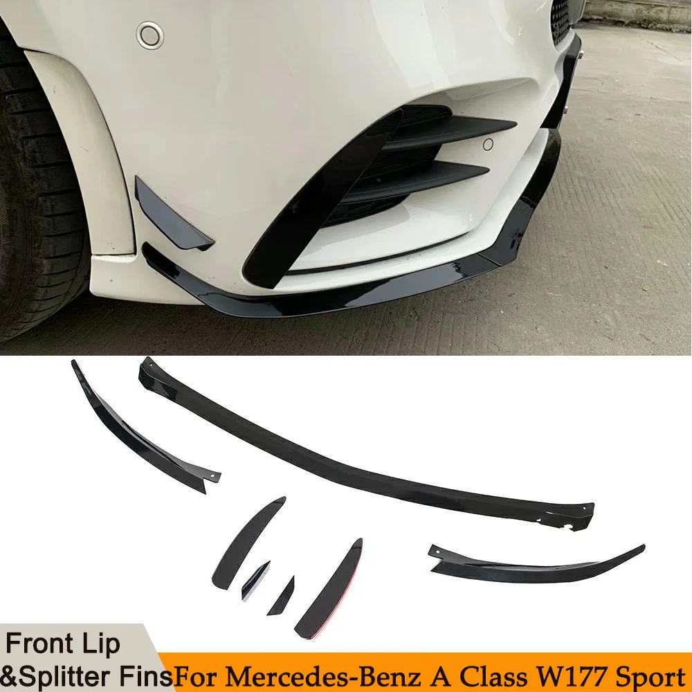 W177 PP передний бампер для Mercedes Benz A Class A220 A200 A35 A45 AMG Splitter Diffuser Fins Body Kit 2019 2020|Обвесы| |