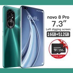 Celular Nova 8 Pro Global Version 5G 7.3 Inch 16GB 512GB Smartphone 10 Core 6800mAh Android 11 Cellphone Phone Unlock 4G