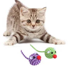 Zwierzęta kot interaktywne Puppzle śmieszne zabawki zestaw Assort myszy z pióro kulkowe/pluszowe kulki zabawki/elastyczny drut tkane piłki zestaw(China)