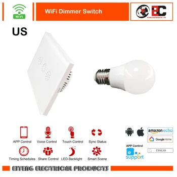 

Wifi Dimmer Switch 1Way Wireless Remote Light Relay App Control Work with Alexa Google HomeTouch Touch US