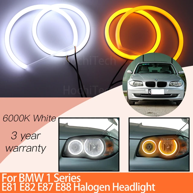 1 Set Weiß + gelb Baumwolle Licht Angel Eyes Halo Ring Kits für BMW 1 Serie