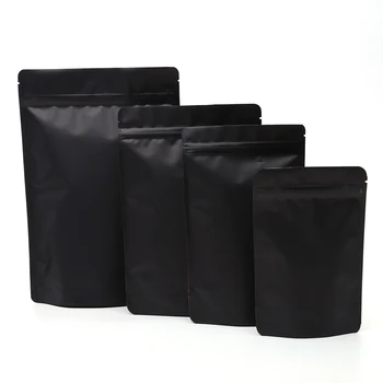 

Various Sizes Matte White Black Stand Up Pouches Aluminum Foil Zip Lock Plastic Bags Festive Party Gift Package Bags 50pcs