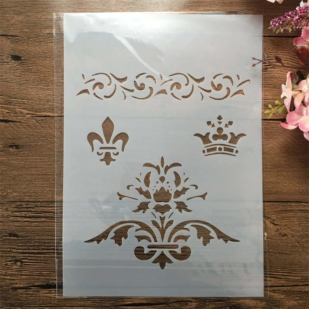 

A4 29cm Crown Totem Line DIY Layering Stencils Wall Painting Scrapbook Coloring Embossing Album Decorative Template